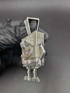 Colgante de Moissanita Cuadrado con Diseño de Personaje de Dibujos Animados, Moissanita Redonda Brillante con Plata 925 para Joyería Fina, Colgantes y Dijes - Product Image 6