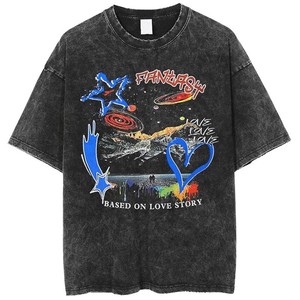 Camiseta de Hombre al por Mayor, Nueva, de Algodón 100% de Alto Gramaje, Tejido de Punto, Holgada, Estilo Vintage, Oversize, con Estampado Personalizado, Transpirable y Ecológica - Product Image 1