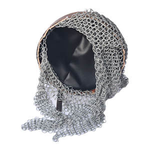 Casco vikingo con forro de cuero de cadena plateada, disfraz de casco griego portátil, casco Medieval temprano utilizado por Edge Knives - Product Image 6