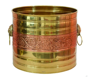 แจกันโลหะทองเหลืองสไตล์ชายฝั่งที่ปลูกต้นไม้ต้นไม้อลูมิเนียมทองแดงสำหรับตกแต่งสวนกระถางเหล็กตั้งพื้นของตกแต่งบ้านสำหรับคริสต์มาส - Product Image 1