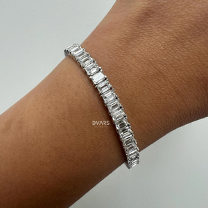 Round Brilliant Cut Tennis Bracelet Lab Grown Diamond Stackable 14K <b>Solid</b> <b>Gold</b> Luxury Wedding Party Gift - Product Image 4