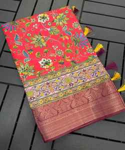 Saree en coton avec chemisier et dentelle pour mariage - Product Image 2