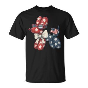 เสื้อยืดคนรักสุนัขวันที่ 4 กรกฎาคม ลายสุนัขบอลลูนรักชาติ เสื้อยืดโปรโมชั่น - Product Image 1