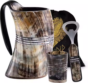 Tazas de cuerno exclusivas, jarras medievales de estilo vikingo hechas de ágata natural, 2025 perfectas para servir vino o cerveza en fiestas. - Product Image 4