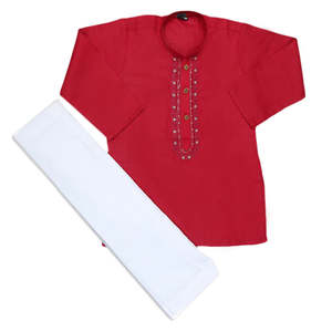 ชุดคุรตะ ชัลวาร์ปักลายสำหรับเด็กผู้ชาย - สีมารูน - Product Image 4