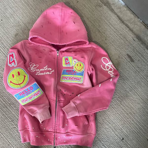 Sudadera con Capucha para Hombre, Diseño Vintage de Invierno, Personalizada OEM, con Pedrería, Estilo Desgastado, Estampado Completo, Salpicaduras de Pintura, Bordada y con Parches - Product Image 5