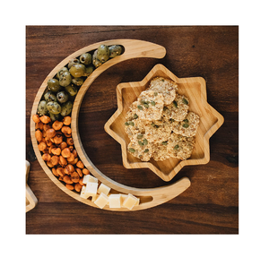 Wood Tray Half Moon Round Shape Platter Decorative Trays Food Tray Candy Dish Cosmetic Decorative Item - Product Image 4