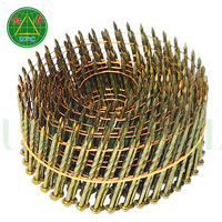 Clous en bobine de 2-1/2 pouces avec tête à motif quadrillé à tige lisse/à vis pour palette en bois, utilisation avec cloueuse pneumatique, fabriqué au Vietnam