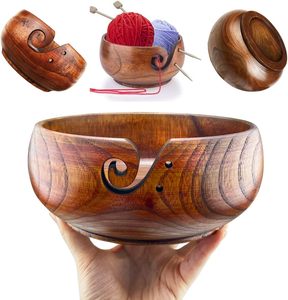Bol à laine en bois de palissandre marron fait main, grand format, portable, outil de tricot pour travaux d'aiguille, cadeau de fête des Mères, de Noël, décoration et utilitaire - Product Image 2