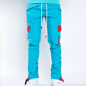 Pantalones informales para correr para hombre, Pantalón Cargo de nailon con bolsillo y cremallera, a la moda, con cordón, rompevientos, de nailon/algodón - Product Image 1