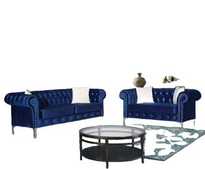 Juego de Sofás Chesterfield - Sofá Cama de Madera Maciza con Estructura de Aglomerado Moderno y Lujoso con Espacio de Almacenamiento para Sala de Estar de Apartamentos Pequeños - Product Image 1