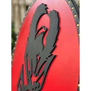 Bouclier rond viking rouge fait à la main avec emblème de guerrier noir Bouclier en bois médiéval pour la reconstitution de cosplay et la décoration murale - Product Image 4