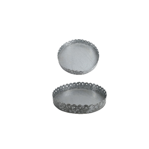 Bandeja ovalada plana de Metal galvanizado, con diseño de red de borde redondo, Fabricación en la India - Product Image 1