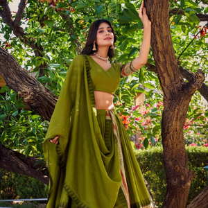 FashionHarbour Bulk Bollywood Style Designer Chanderi Silk Lehenga Choli Zari Dupatta para Bodas de invierno Fiestas Celebraciones - Product Image 1