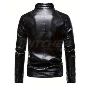 Chaqueta de cuero genuino para hombre de otoño e invierno: logotipo y diseño frontal personalizables ecológicos de alta calidad - Product Image 2