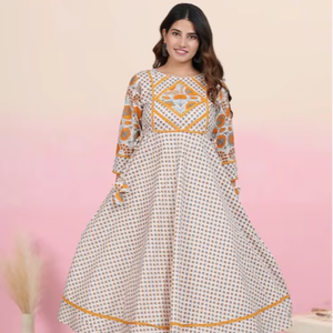 Soft fabric floral printed anarkali <b>kurta</b> comfortable fit elegant traditional <b>indian</b> wear styled <b>for</b> daily use summer wear - Product Image 1
