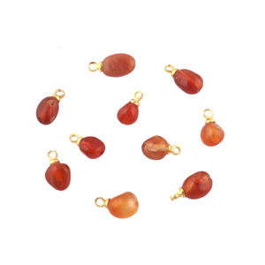Bijoux personnalisés breloques naturelles cornaline orange simple caution bricolage connecteur plaqué or haut percé pendentif faisant connecteur - Product Image 1