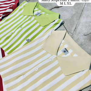 Matty Stylish Trendy for Polo Camiseta para hombres y mujeres Cómoda Camiseta de algodón 100% con diseño único a rayas - Product Image 1