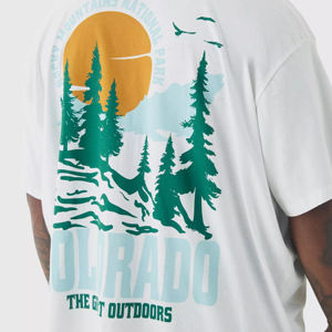 Wholesale 100% Cotton Regular Fit Digital Print Boxy <b>Drop</b> Shoulder High Street Style Breathable Quick Dry 300g T-Shirt - Product Image 3