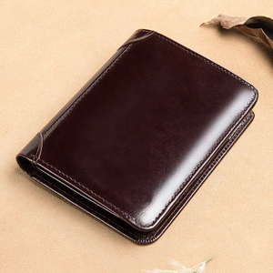 Nouveau design de portefeuille pour hommes portefeuille en cuir véritable vintage noir pour hommes mini porte-cartes portefeuille court 3 plis logo personnalisé oem - Product Image 3