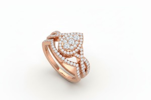 แหวนทอง 14K ประดับเพชรทรงลูกแพร์แบบวงแหวนบิดเกลียวสำหรับเจ้าสาว - Product Image 5