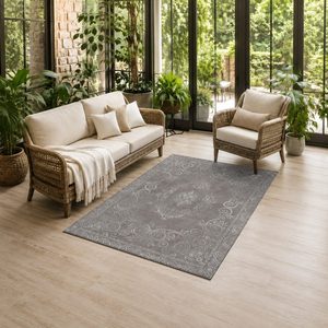 <b>RUGS</b> DEPOT LXDP-0240 Wholesale <b>Charcoal</b> <b>Grey</b> Modern Vintage Digital Printed Machine Washable Chenille Area <b>Rug</b> Non Slip - Product Image 6