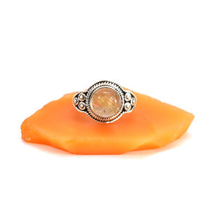 Anillo de piedras preciosas de cuarzo rutilo dorado y plateado al por mayor para bodas, fiestas y aniversarios, regalo de piedra curativa - Product Image 4