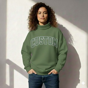 Sudadera de Manga Larga con Cuello Alto para Mujer, Logotipo Personalizado, 380g, Mezcla de Felpa de Poliéster/Algodón, Transpirable y Ecológica - Product Image 1