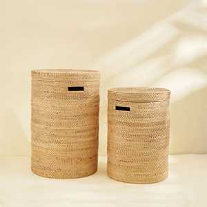 Woven Rattan <b>Box</b> Laundry Storage Basket with Lid Waste Bins Home Decor Clothes <b>Hamper</b> Lidded Baskets - Product Image 3