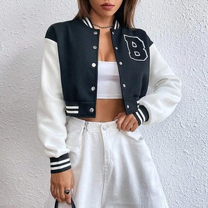 Chaqueta universitaria de béisbol para mujer, chaquetas de primavera 2023, ropa de mujer, abrigos elegantes de manga de cuero, chaqueta con letras - Product Image 6