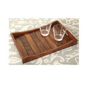 Bandeja de madera de excelente calidad, bandeja para servir cena y desayuno, bandeja para servir madera de acacia con asas - Product Image 1