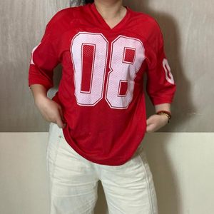 เสื้อฟุตบอลคอวีไซส์ใหญ่พิเศษสำหรับผู้หญิงเสื้อเจอร์ซีย์พิมพ์ลายระบายอากาศได้ดีเสื้อโอเวอร์ไซส์ใส่สบายมีสไตล์สำหรับวัยรุ่น - Product Image 2