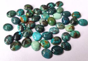 Cabochon ovale en turquoise tibétaine naturelle 5x7mm de qualité supérieure-Ovale en vrac turquoise tibétaine - Product Image 3