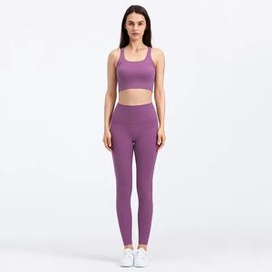 Ensemble de yoga sportif 2 pièces GAF Gym pour femmes, taille plus, ensemble de yoga sans couture, taille élastique, sans manches, vêtements de sport - Product Image 6