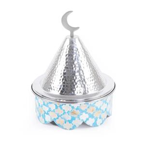 Aluminum and Steel Serving <b>Dish</b> With Wooden Colorful Mother of Pearl Work Pot Dates and Dry Fruit Serving Pot <b>for</b> <b>Sale</b> - Product Image 1