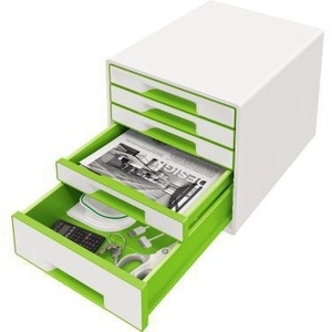 Leitz WOW CUBE <b>Drawer</b> <b>Box</b> 5 <b>Drawers</b> DIN A4 White Housing Green/White <b>Drawers</b> - Product Image 1