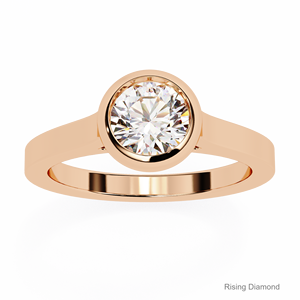 1,0 Ct corte redondo conjunto de bisel de quilates anillo de compromiso oro blanco CVD diamante aniversario regalo anillos de diamantes para ella - Product Image 5