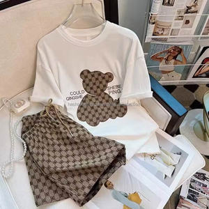 Wholesale Summer <b>Women's</b> Knitted Pullovers Luxurious <b>T</b>-<b>shirts</b> <b>Shorts</b> <b>Women's</b> Casual Clothing <b>Sets</b> - Product Image 2