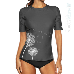 Chemise de protection contre les éruptions cutanées pour femmes Paisley Stretch Fit UPF 50 + Protection pour le sport natation surf course à pied avec plume - Product Image 3