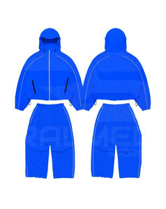 Chándal de Alta Calidad con Líneas Reflectantes, 100% Nailon, Pantalones y Chaqueta Acampanados, Impermeable, Ropa Urbana, Cortavientos - Product Image 4