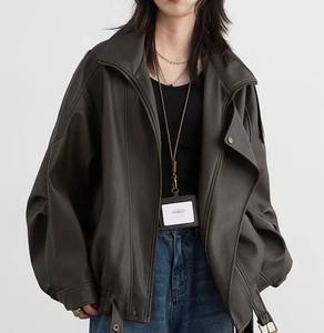 Top Notch Zipper Fashion Women Jacket Wholesale Fashionwear PU Leather Jacket Customize Casual Oversized Women Jacket - Product Image 5