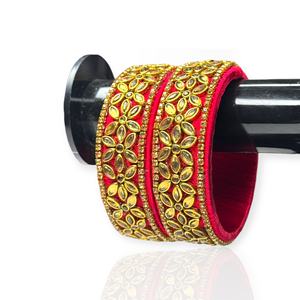 Ensemble de bracelets en métal avec fil rouge tendance, bordure en perles, plaqué or, pour mariage et occasions festives, prix de gros direct d'usine - Product Image 1