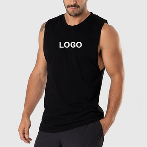 OEM Custom Polyester <b>Stringer</b> Tank Top for Men Wholesale Sports <b>Vest</b> with Custom Logo Cheap Price Men's Gym Top - Product Image 1