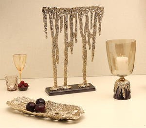 Dessus de Table décoratif impressionnant pour la maison, l'hôtel, la vaisselle de bureau, finition en Aluminium, Design moderne, décoration de Table en métal, couleur or noir - Product Image 4