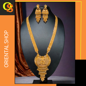 ซื้อชุดต่างหูสร้อยคอพร้อมสร้อยคอชุบทอง22K ชุดเครื่องประดับสร้อยคอทำด้วยมือของผู้หญิงดีไซน์พรีเมียม - Product Image 2