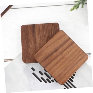 Posavasos cuadrados de epoxi de madera con monograma de madera natural grabable con diseño clásico Precio bajo ecológico por HF CRAFTS - Product Image 4