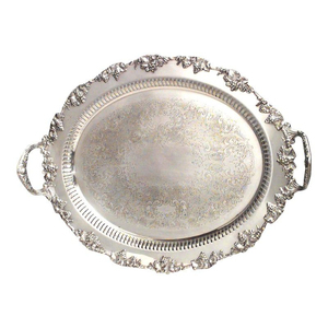 Plato Ovalado de Aluminio Estilo Vintage al por Mayor, Plato Decorativo de Aluminio y Peltre con Asas Festoneadas, Vajilla para Cocina y Hogar - Product Image 4