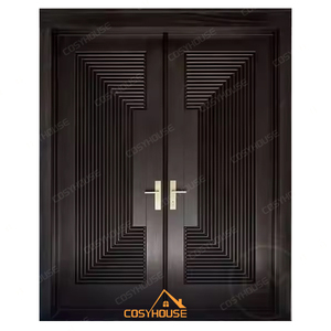 Arch tasarım ve cam paneller ile Cosyhouse özel açık ahşap çift kapı, ev giriş için klasik geleneksel tarzı - Product Image 2