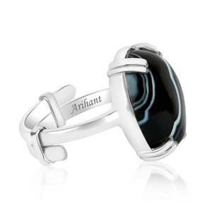 NOVAMART Fine Arihant Gems & Jewels 925 Silver Pendant/<b>Ring</b> Natural <b>Black</b> Sulemani Hakik Agate Stone <b>for</b> <b>Men</b> and Women Wholesale - Product Image 2