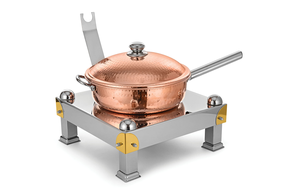 Présentoir de vaisselle au design martelé en cuivre en métal lourd pour les restaurants de restauration de service de cuisine d'hôtel - Product Image 5